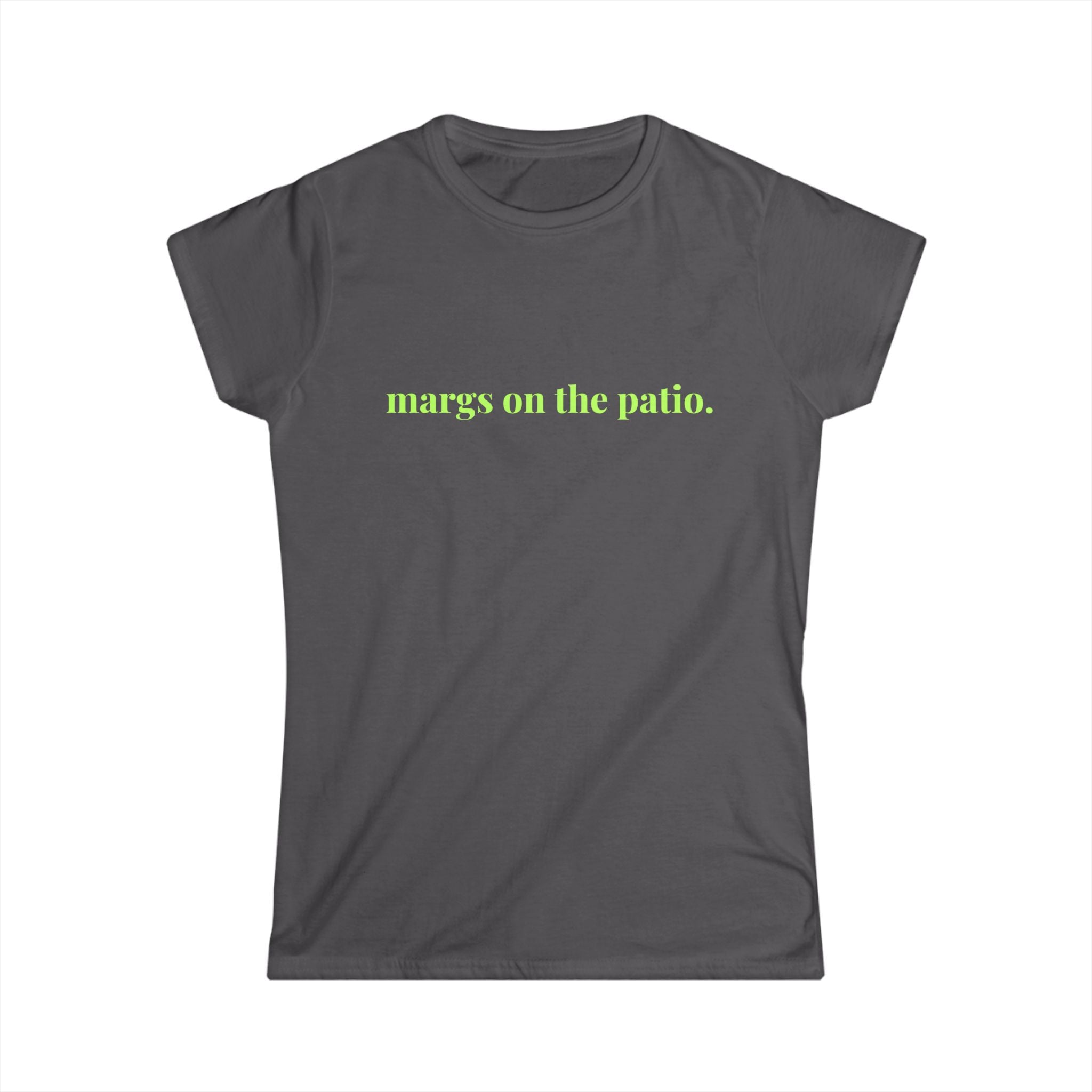 Women's Tee — "margs on the patio." Lime Text Casual Summer Cocktail Shirt