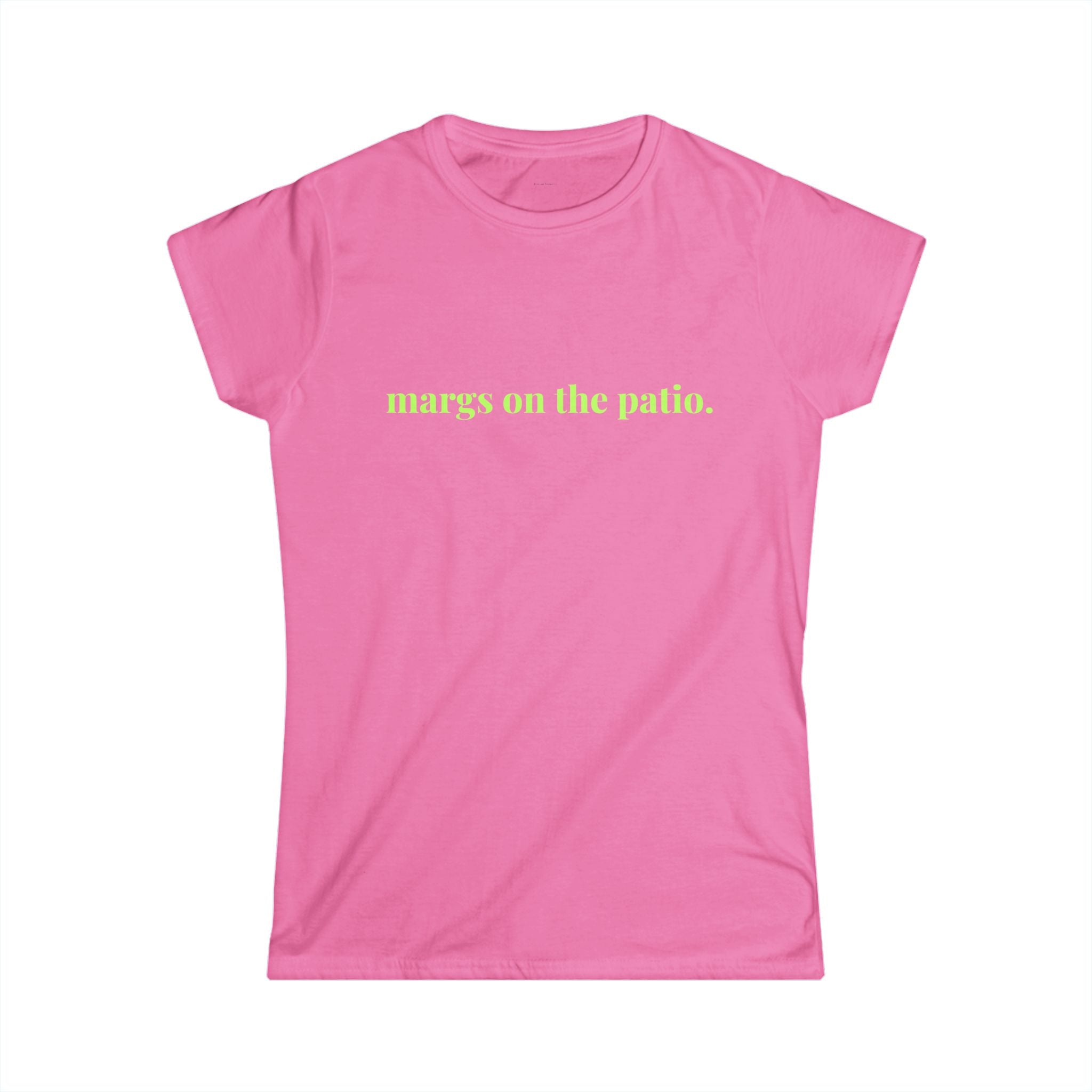 Women's Tee — "margs on the patio." Lime Text Casual Summer Cocktail Shirt