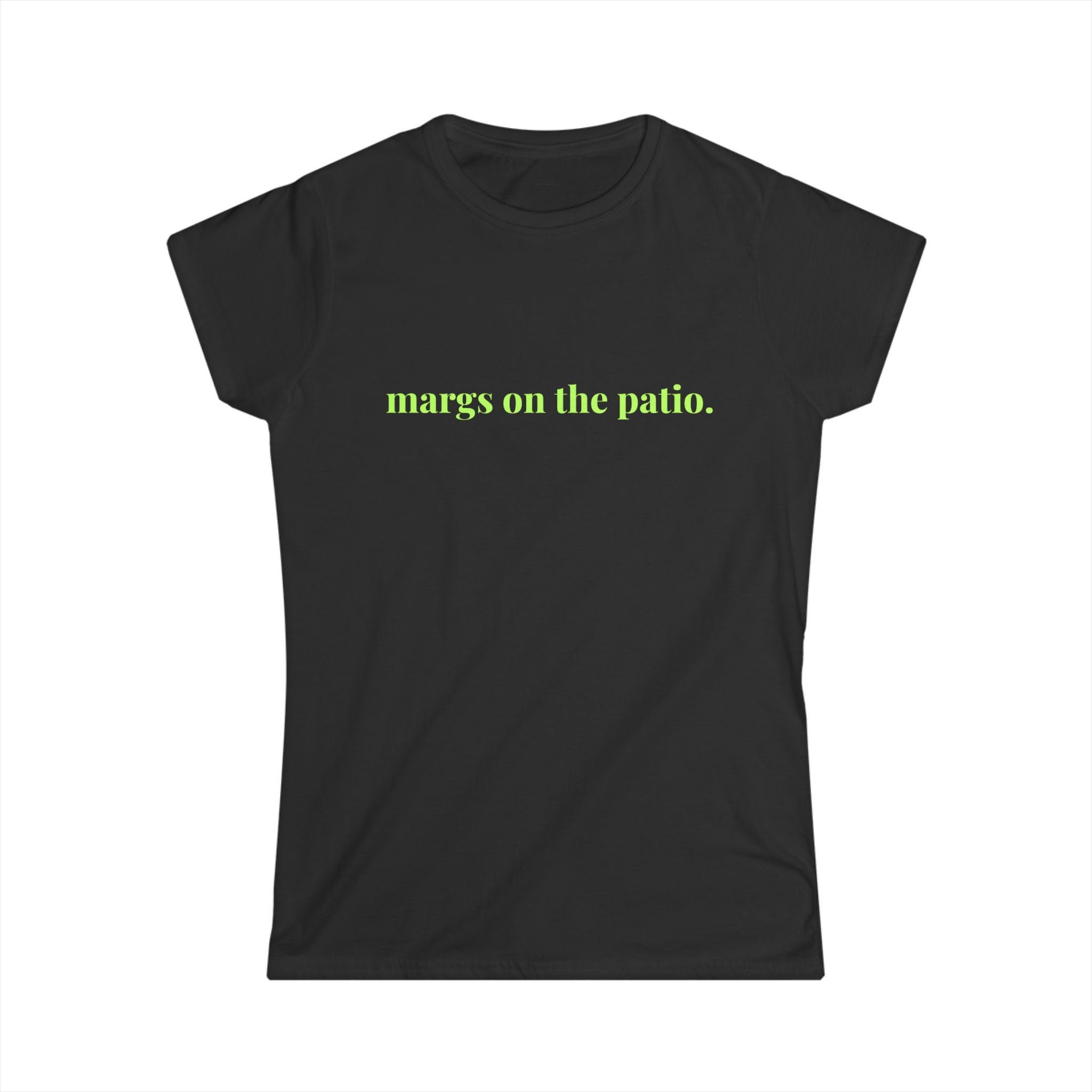 Women's Tee — "margs on the patio." Lime Text Casual Summer Cocktail Shirt
