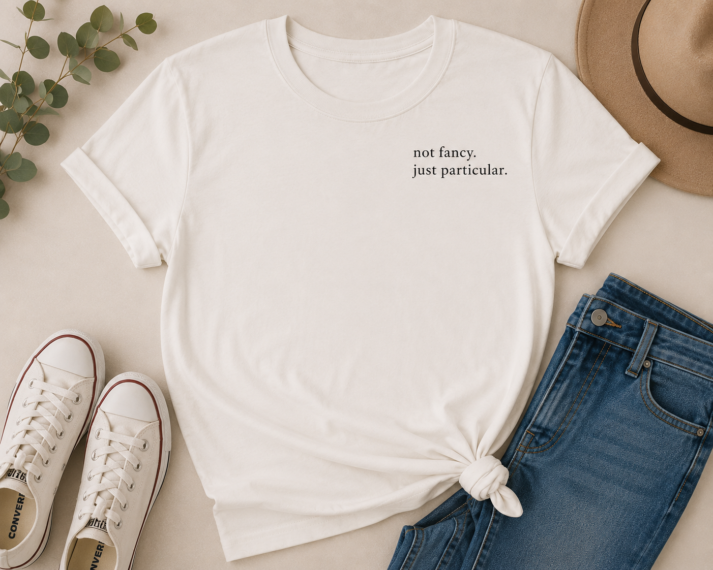 Minimalist Small Chest Text T-Shirt — Subtle Left Chest Typography Tee