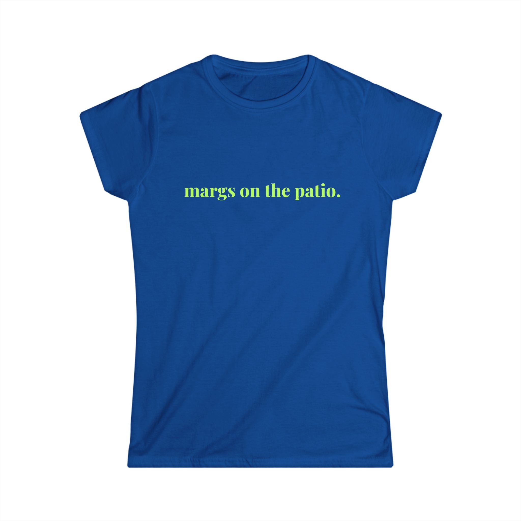 Women's Tee — "margs on the patio." Lime Text Casual Summer Cocktail Shirt